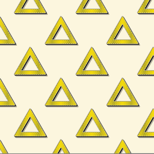 Patrón de triángulos retro, fondo geométrico abstracto en estilo años 80, 90. Ilustración simple geométrica