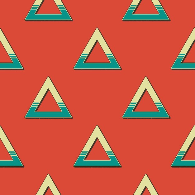 Patrón de triángulos retro, fondo geométrico abstracto en estilo años 80, 90. Ilustración simple geométrica