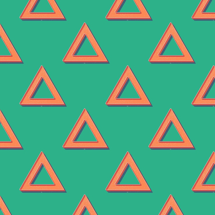 Vector patrón de triángulos retro, fondo geométrico abstracto en estilo años 80, 90. ilustración simple geométrica