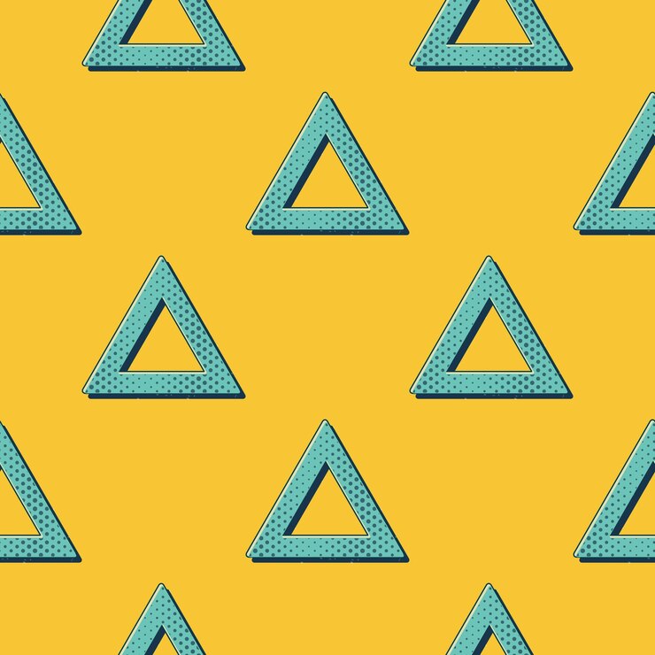Vector patrón de triángulos retro, fondo geométrico abstracto en estilo años 80, 90. ilustración simple geométrica