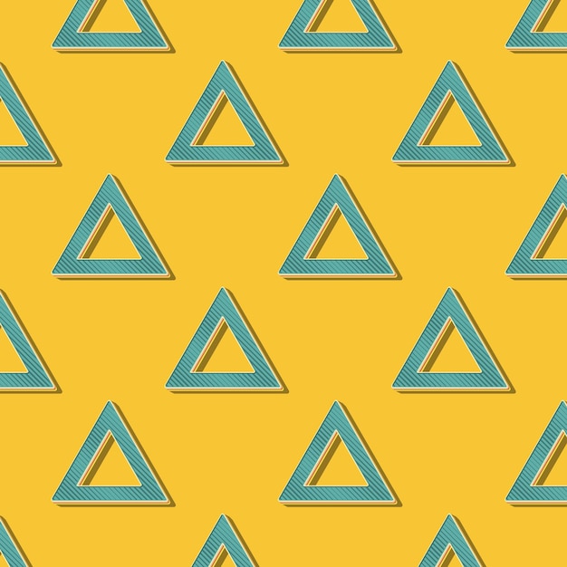 Patrón de triángulos retro, fondo geométrico abstracto en estilo años 80, 90. ilustración simple geométrica