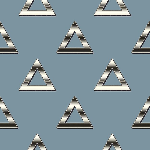 Patrón de triángulos retro, fondo geométrico abstracto en estilo años 80, 90. Ilustración simple geométrica