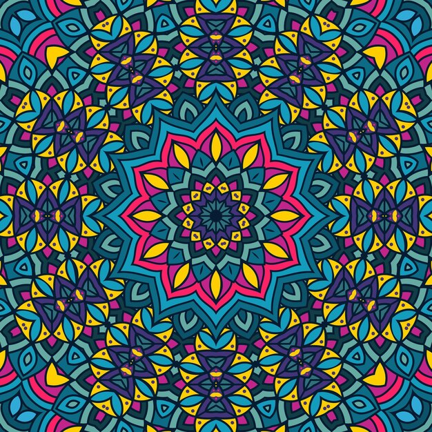 Patrón tribal étnico abstracto vector floral colorido festivo Doodle étnico festivo abstracto Vector