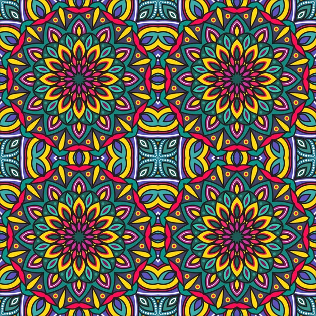Patrón tribal étnico abstracto vector floral colorido festivo Doodle étnico festivo abstracto Vector
