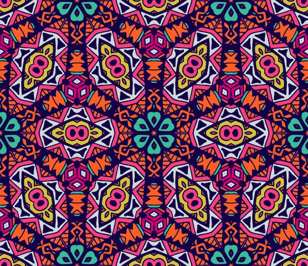 Patrón tribal étnico colorido festivo abstracto del vector floral. diseño floral geométrico