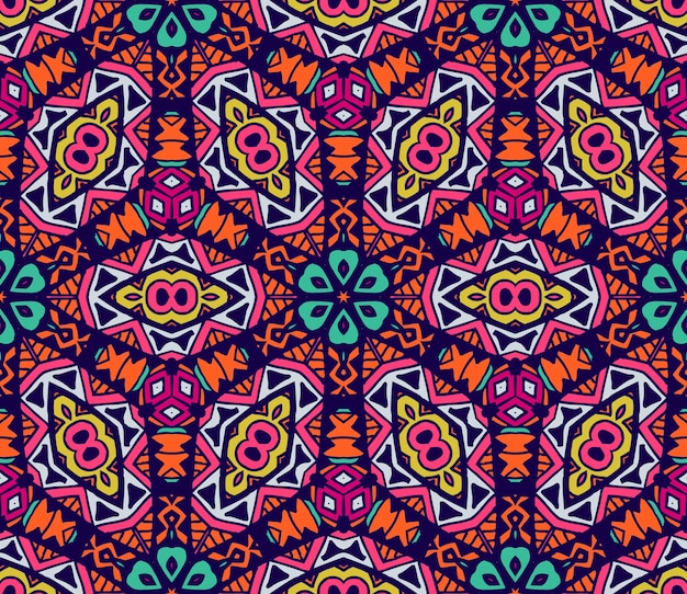 Patrón tribal étnico colorido festivo abstracto del vector floral. diseño floral geométrico