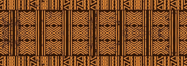 Patrón tribal sin inconvenientes línea vectorial étnica hecha a mano rayas horizontales textura maya azteca colores amarillos y marrones para sus textiles ilustración vectorial lista para la impresión textil de moda