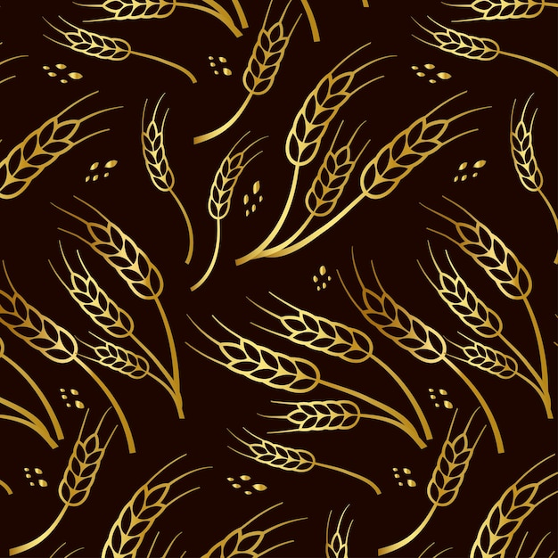 Patrón de trigo sin costuras Vector de fondo Naturaleza Papel de pared Patrón de grano Ilustración Ilustración