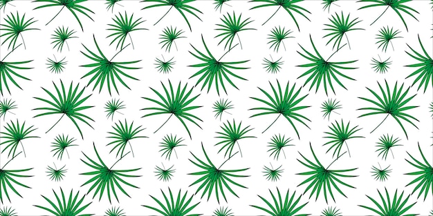 Patrón tropical sin costuras con ramas de palma verdes sobre un fondo blanco