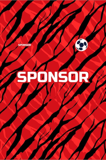 Patrón de trueno para camiseta de fútbol vector de color rojo y negro en fondo rojo