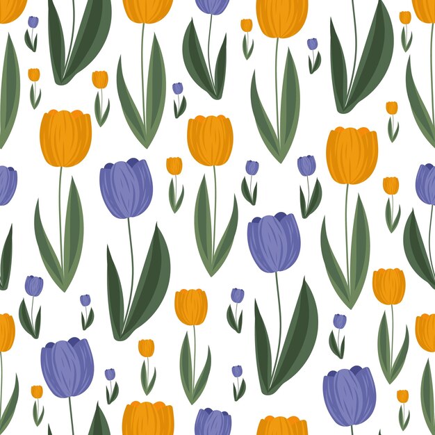 Patrón de tulipán en un fondo blanco aislado