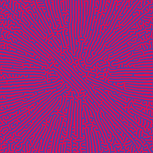 Vector patrón de turing radial reacción de difusión vector de textura rojo azul abstracción