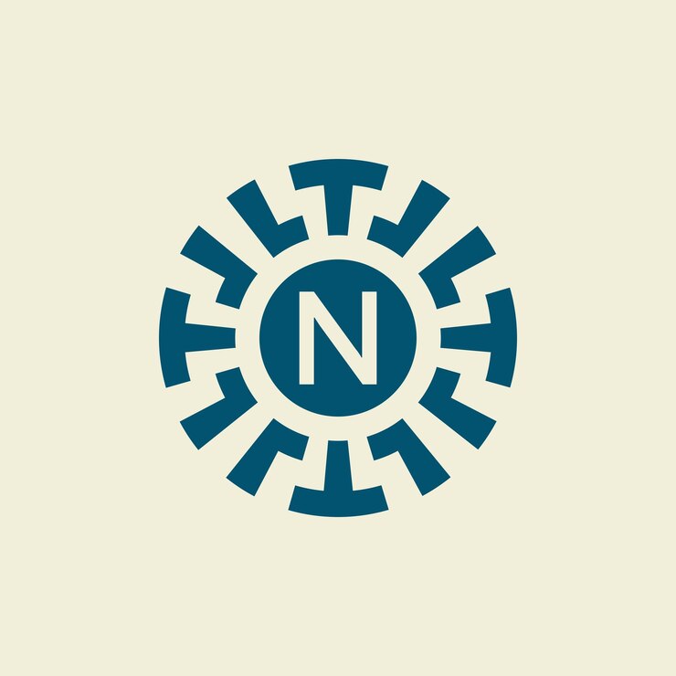 Vector patrón único del emblema del círculo ornamental de la letra inicial n