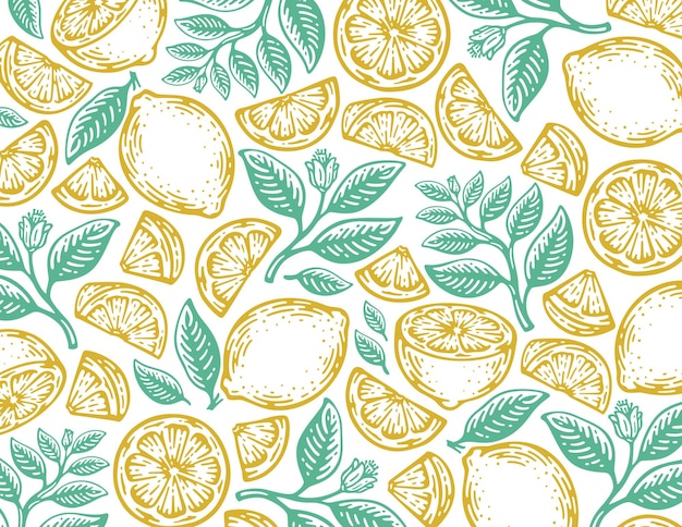 patrón único de frutas de limón en diseño vintage.