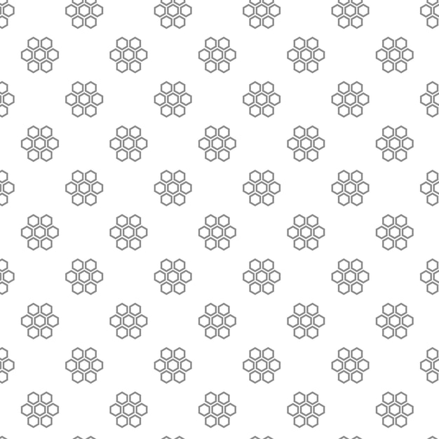 Un patrón único de panales digitales sin costuras con varios iconos y símbolos en un fondo blanco ilustración vectorial plana