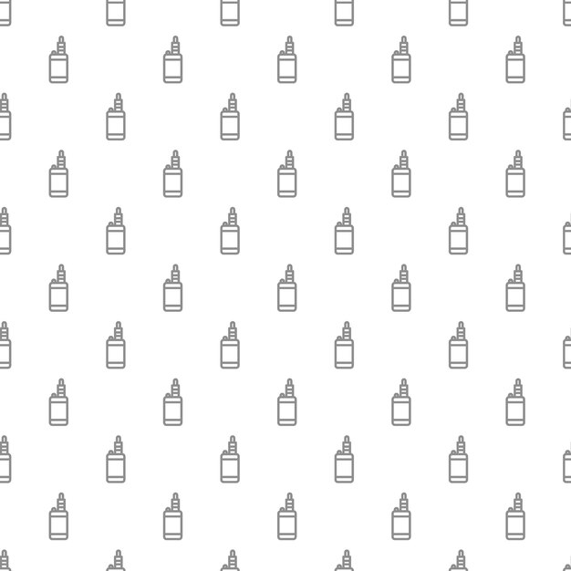 Un patrón único de vape digital sin costuras con varios iconos y símbolos en un fondo blanco ilustración vectorial plana