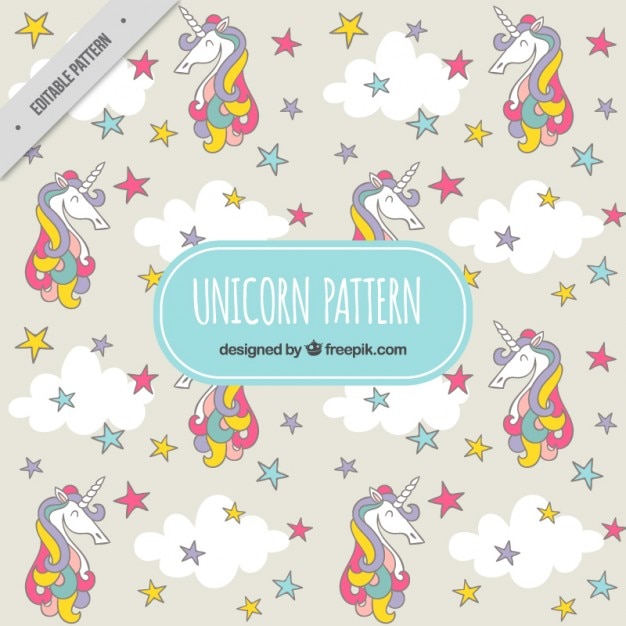 Patrón de unicornio de colores con estrellas