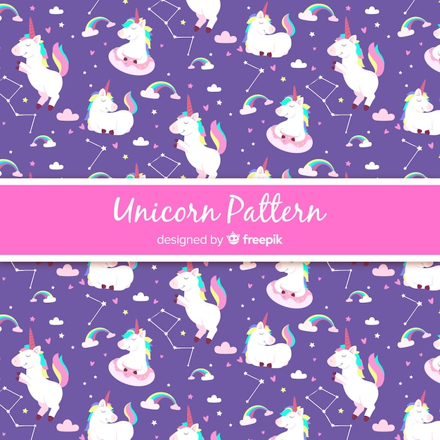 Vector patrón unicornio estilo dibujado a mano