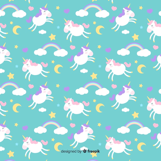 Patrón unicornios dibujado a mano