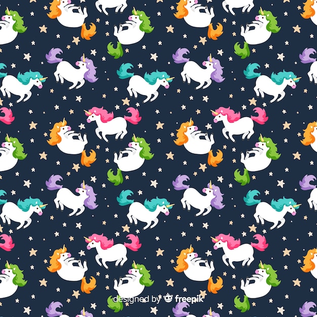 Patrón unicornios dibujado a mano
