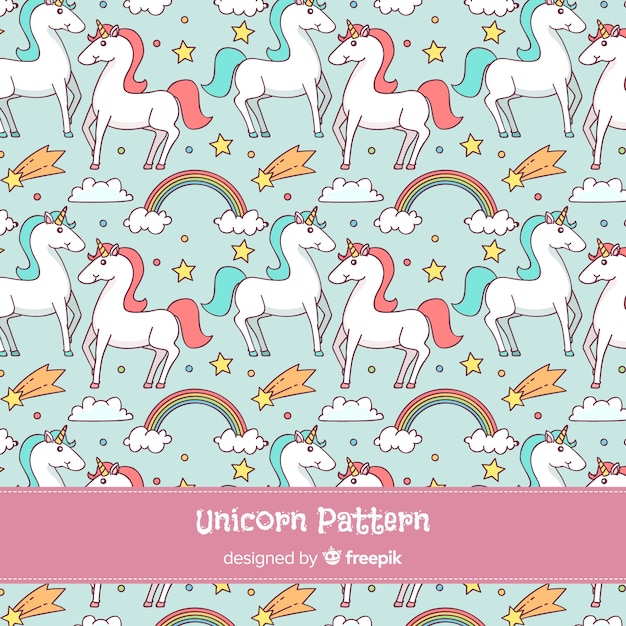 Patrón unicornios dibujado a mano