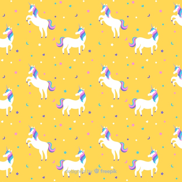 Patrón unicornios dibujado a mano