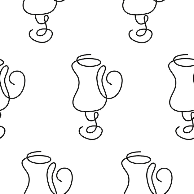 patrón con un vaso figurado para varios cafés dibujado con varias líneas en estilo de arte de línea