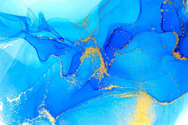 Patrón de vector de arte abstracto azul claro y dorado degradado de mármol