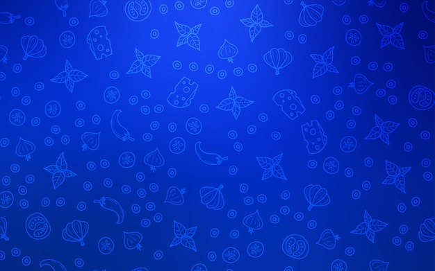 Patrón de vector AZUL oscuro con ingredientes frescos