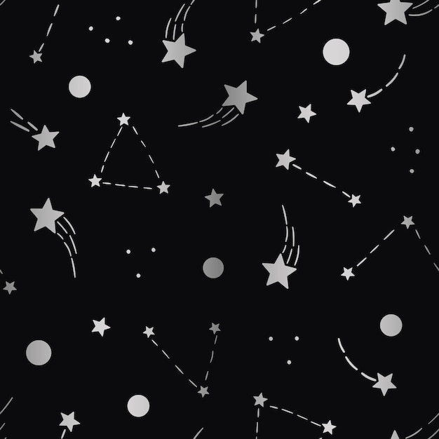Patrón de vector de cielo nocturno degradado negro y plateado