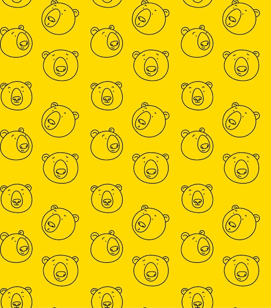 Patrón de vector de color de osos sobre un fondo amarillo