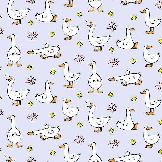 Patrón de vector coloreado de patos de gansos