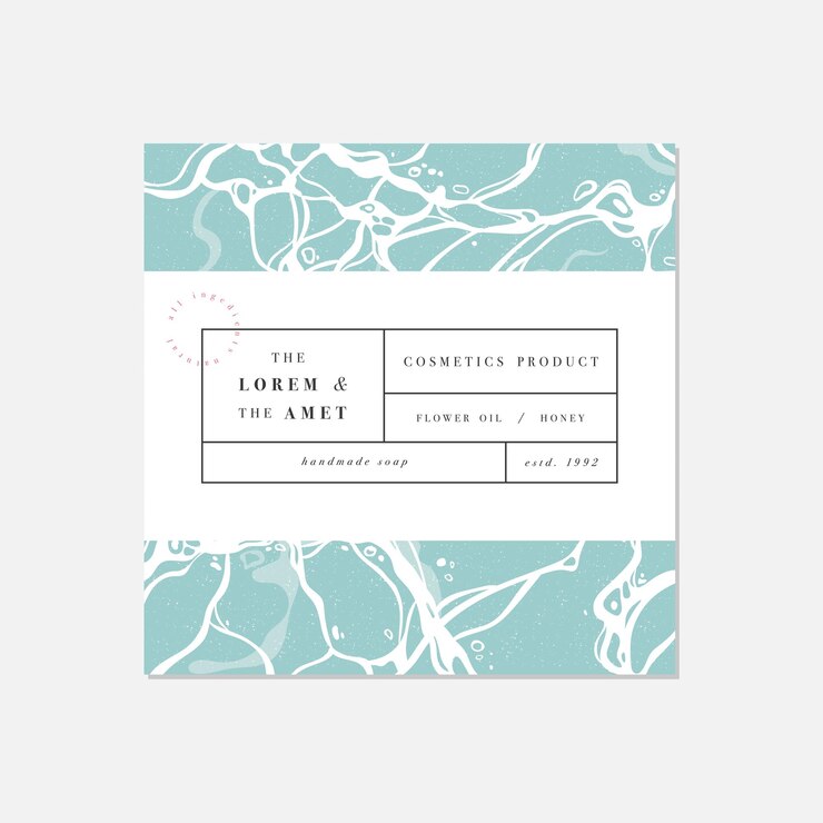 Patrón de vector para cosméticos con diseño de plantilla de etiqueta. Patrones o papel de regalo para embalajes y salones de belleza. Textura de mármol.