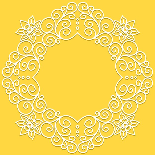 Patrón de vector doodle blanco de espirales, remolinos y flores