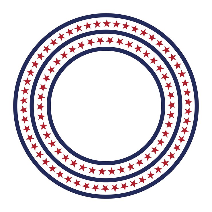 Vector patrón de vector de estrellas de estados unidos marco redondo frontera de círculo patriótico americano con patrón de estrellas y rayas
