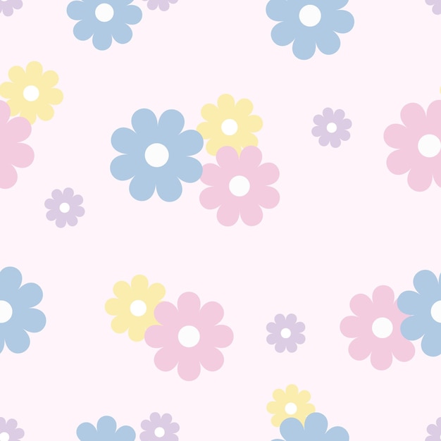 Patrón de vector floral Flor patrón de repetición sin fisuras de fondo Colorido patrón simple