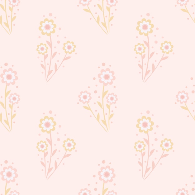 Patrón de vector floral Flor patrón de repetición sin fisuras de fondo Patrón pastel para la primavera