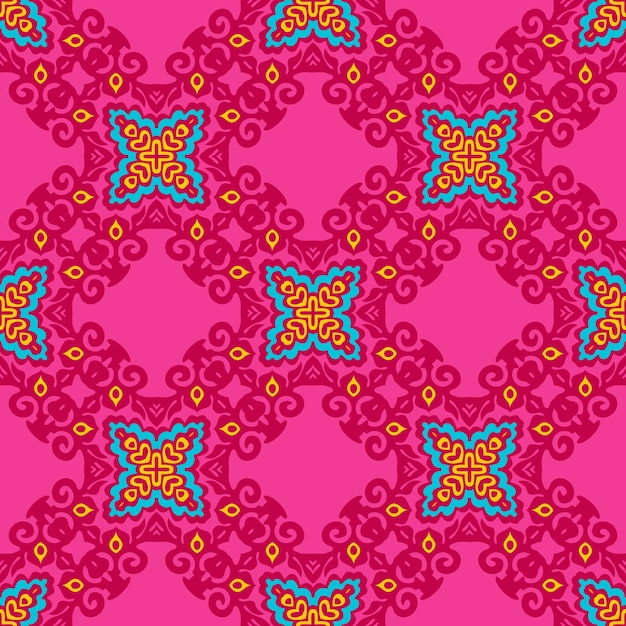 Patrón de vector de florecimiento de Damasco abstracto festivo étnico colorido