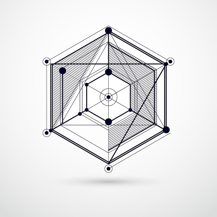 Vector patrón de vector geométrico de moda, fondo blanco y negro de malla de cubo abstracto texturizado. plano técnico, anteproyecto de ingeniería abstracta para uso en diseño gráfico y web.