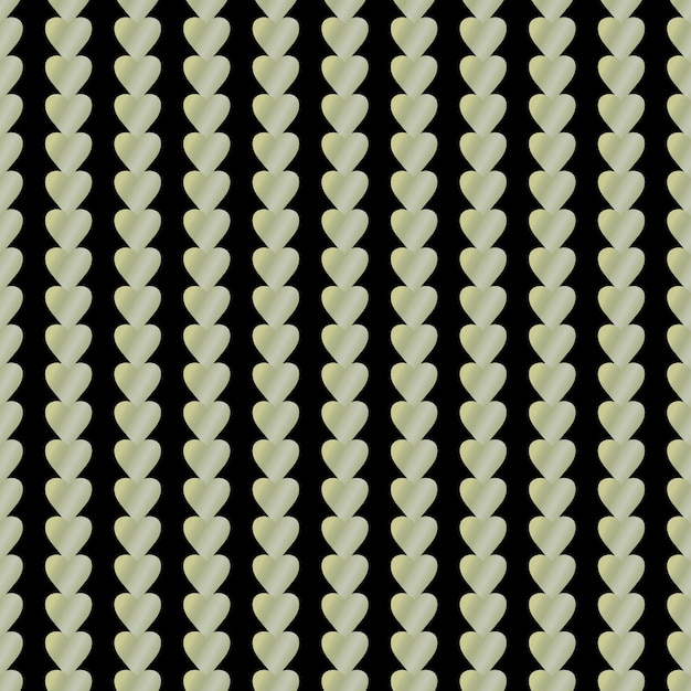 Patrón de vector de guirnalda monocromática de corazones dorados