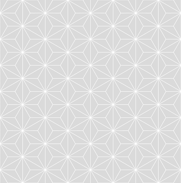 Patrón de vector isométrico de asanoha japonés gris sutil vintage transparente
