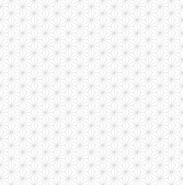 Patrón de vector isométrico de asanoha japonés gris sutil vintage transparente