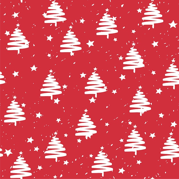 Patrón de vector de nieve de estrellas de abeto hecho a mano. Banner de fondo de feliz año nuevo y vacaciones de navidad