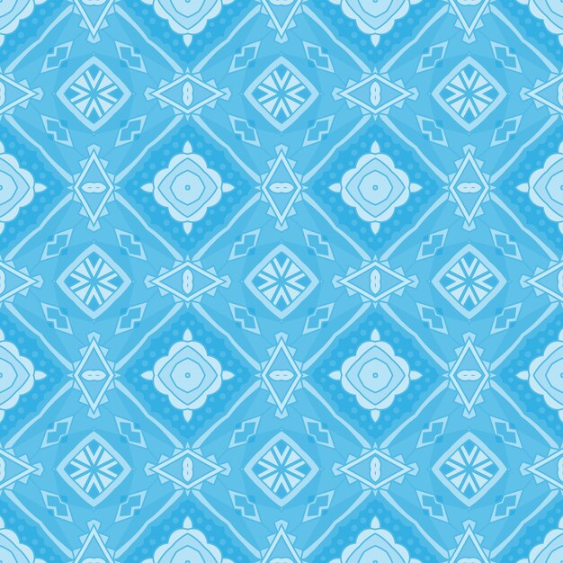 Patrón de vector ornamental transparente azul abstracto para tela. mosaico de azulejos