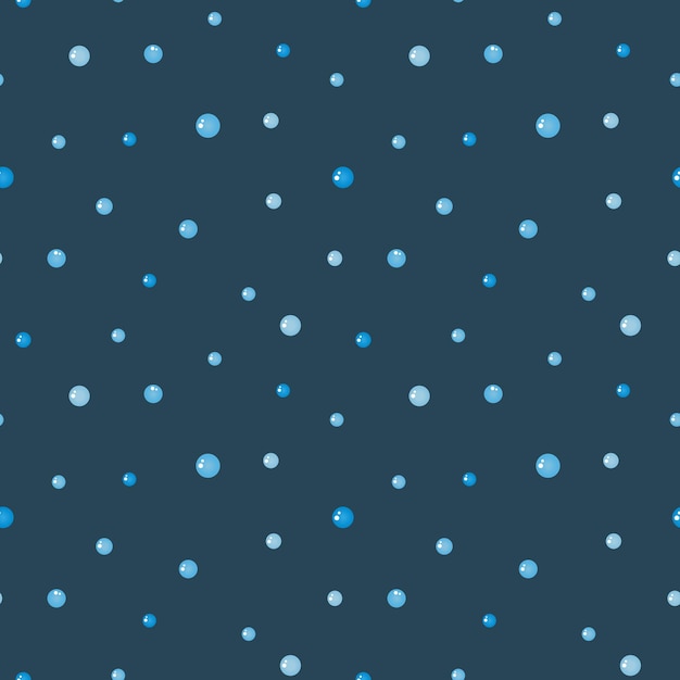 Patrón de vector con pequeñas burbujas azules sobre un fondo azul oscuro Burbujas círculos motas