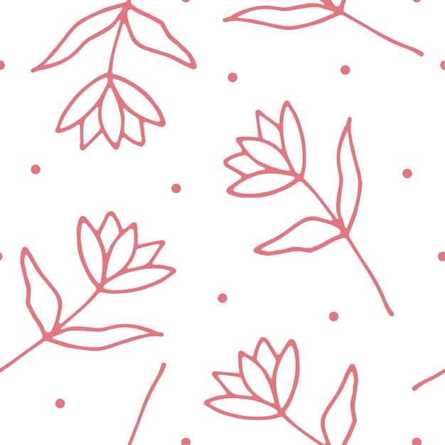 Vector patrón de vector simple elegante con flores de dibujos animados coralred para tarjetas envolturas decoración textil