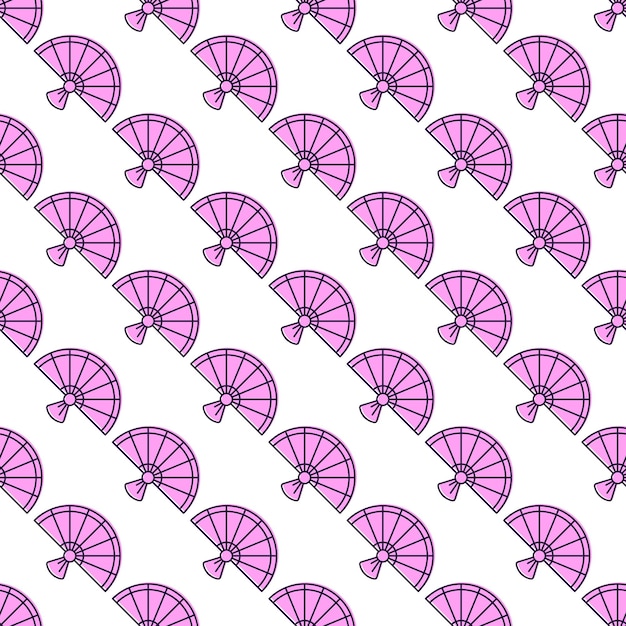 Patrón de vector transparente de abanico rosa para envolver e imprimir Ilustración vibrante relacionada con el concepto de vacaciones y año nuevo chino