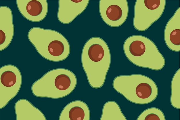 Patrón de vector transparente de aguacate Patrón infantil de moda para diseño de decoración cartel textil Ilustración de vector simple con comida vegetariana saludable