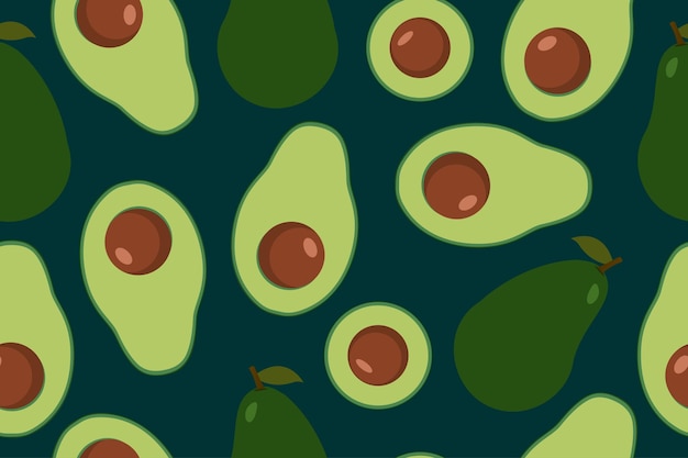 Patrón de vector transparente de aguacate Patrón infantil de moda para diseño de decoración cartel textil Ilustración de vector simple con comida vegetariana saludable