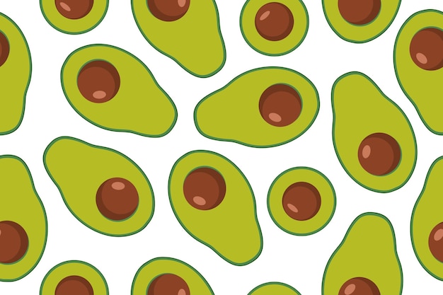 Patrón de vector transparente de aguacate Patrón infantil de moda para diseño de decoración cartel textil Ilustración de vector simple con comida vegetariana saludable